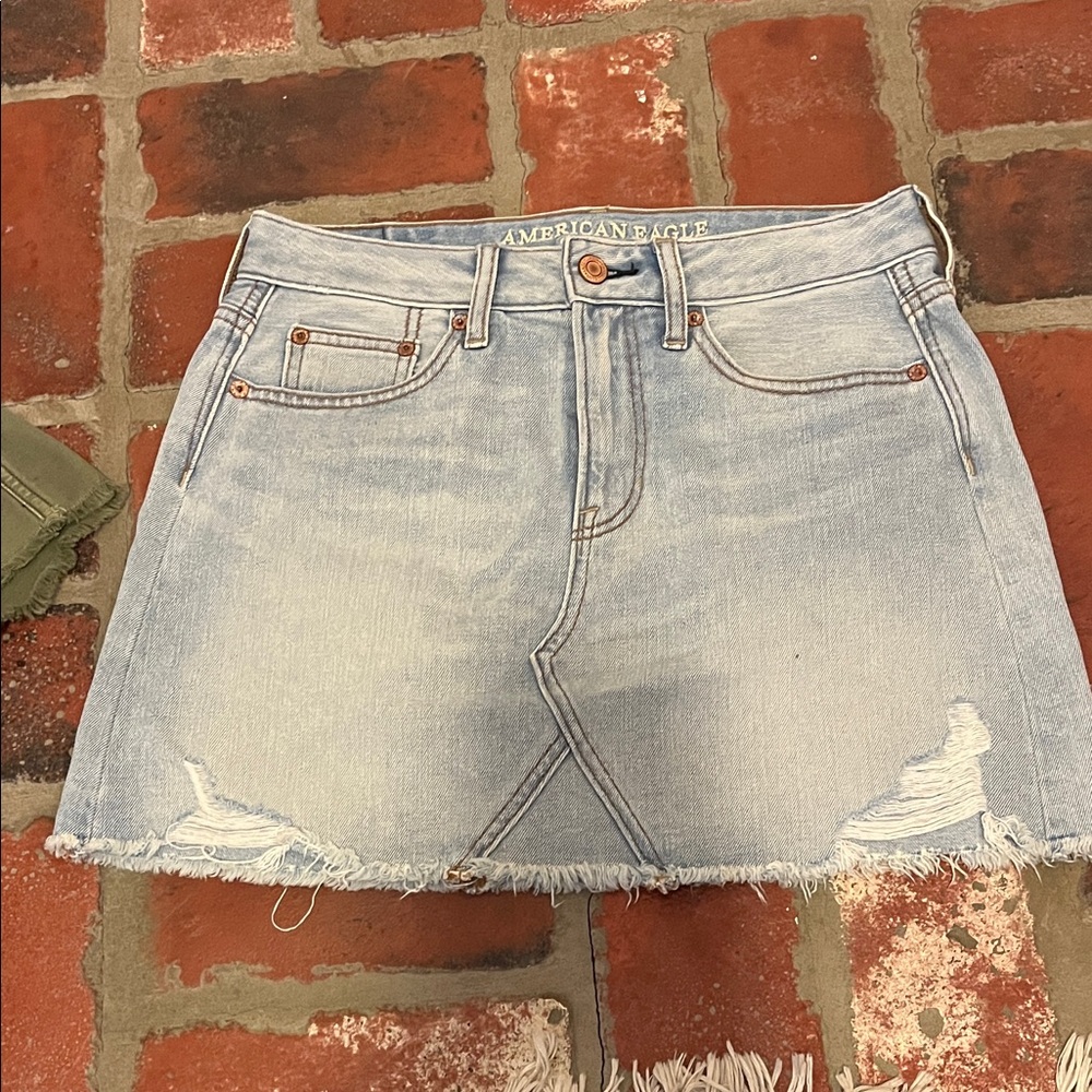 American Eagle Outfitters Distressed Light Blue Skirt